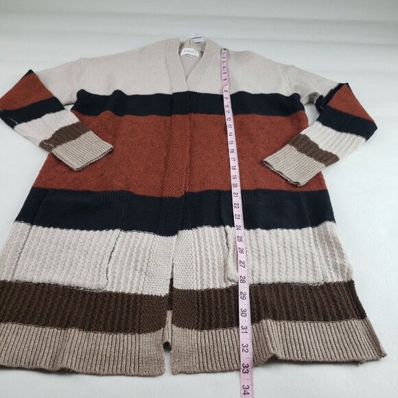 Bohme Striped Duster Cardigan Sweater Womens Medium/Large Brown Open Front NEW - Picture 7 of 10